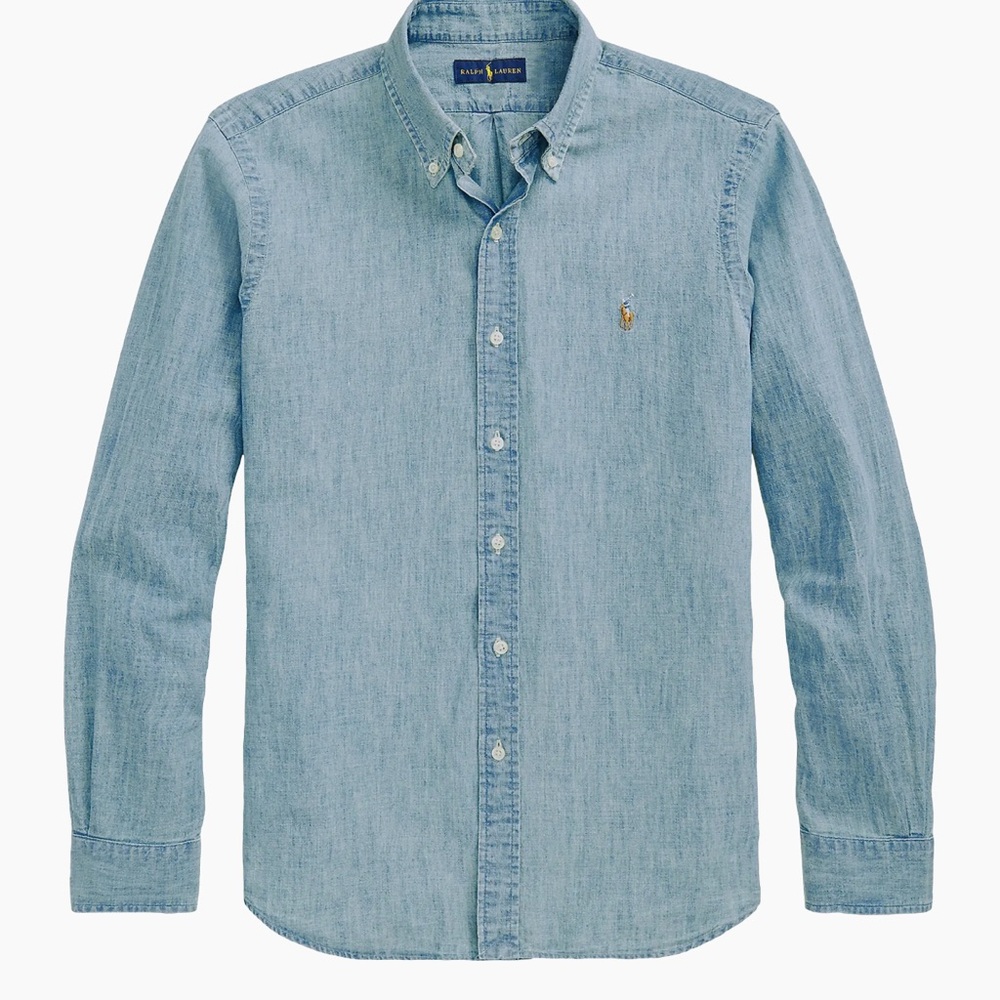 Ralph Lauren Men's Casual Blue Chambray  Button-Down Shirt small